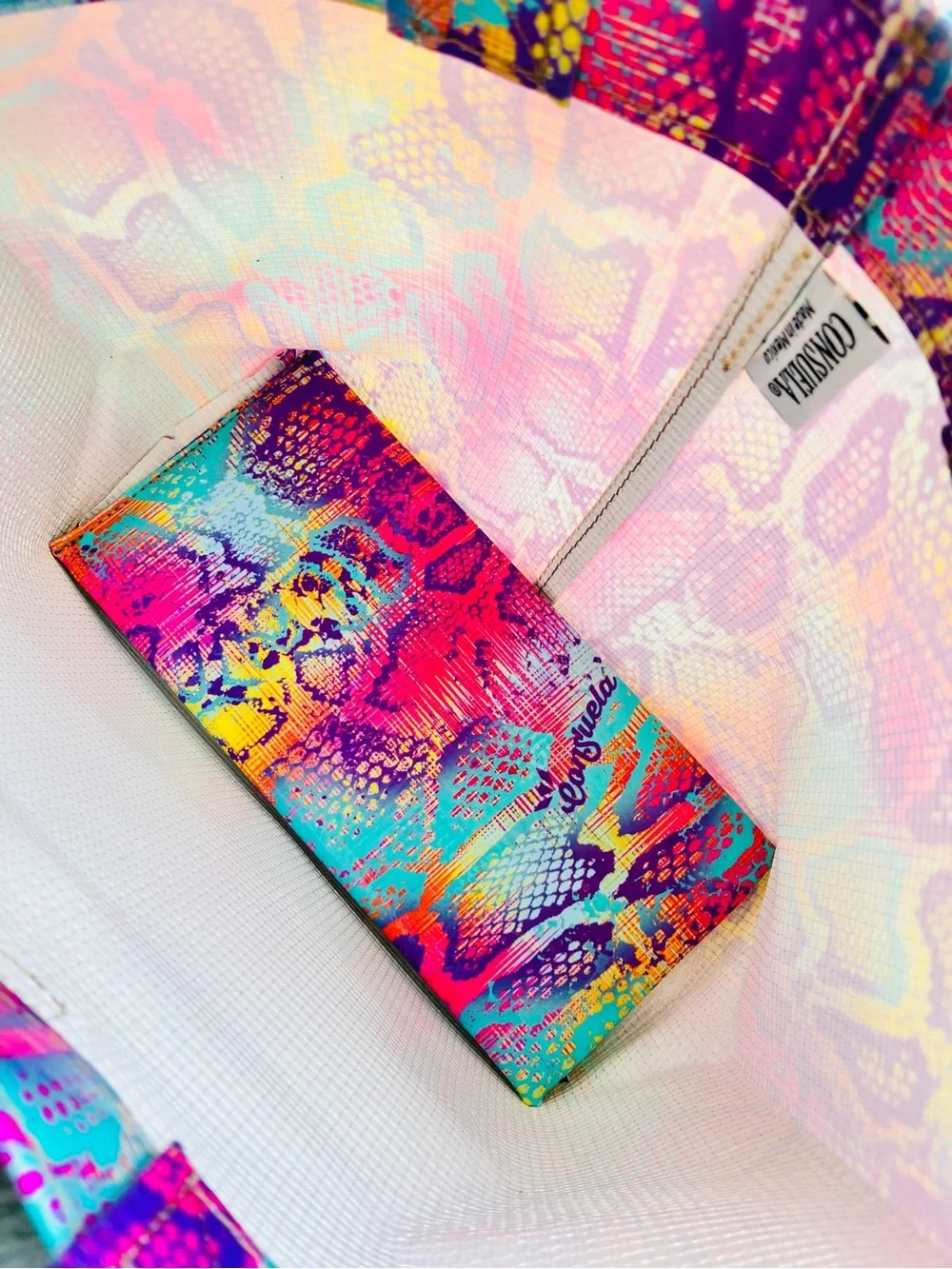 Consuela-Steph Vibrant Multicolor Snake-Print mini Tote and matching Wristlet - Picture 2 of 2